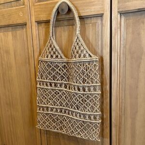 Chic Tan Crochet Tote Bag
